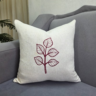 Art flower burgurndy pillow cover