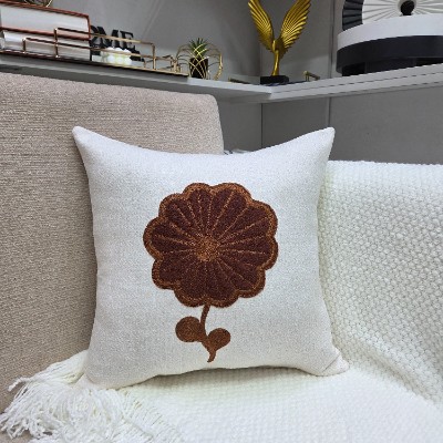 Art flower maroon pillow cover 