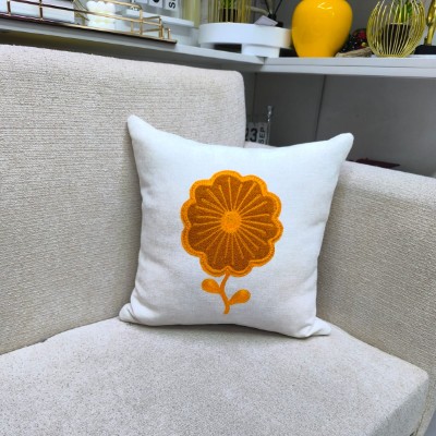 Art flower orange pillow cover 