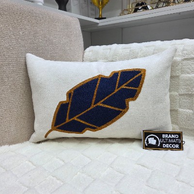 Art leave blue rectangle pillow cover