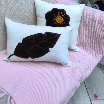 Art leave brown design pillow cover 