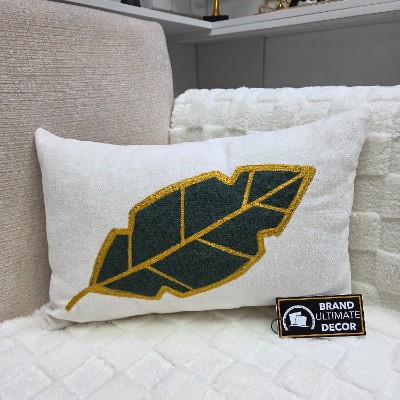 Art leave green  rectangle pillow cover