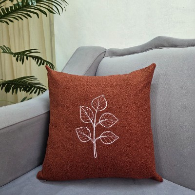 Art leave maroon pillow cover