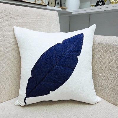 Art leaves  pillow cover (BLue)