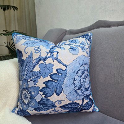 Blue floral canvas 45*45 pillow cover 