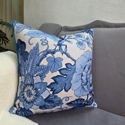 Blue floral canvas 50*50 pillow cover 