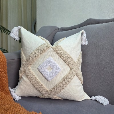 Boho diamon beige  pillow cover 800