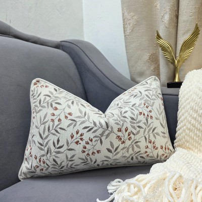 Burnt orange floral jackquard pillow cover rectangle
