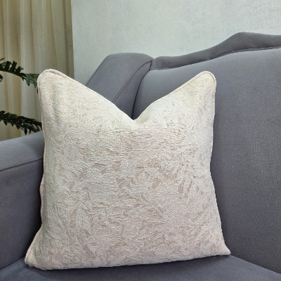 E_Beige floral pillow cover 