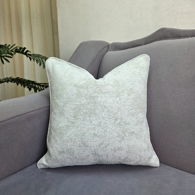 E_Sage green and white  pillow cover 