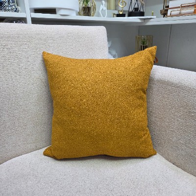 Faux golden mustard pillow cover 