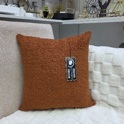 Faux heavy rust colour pillow cover 