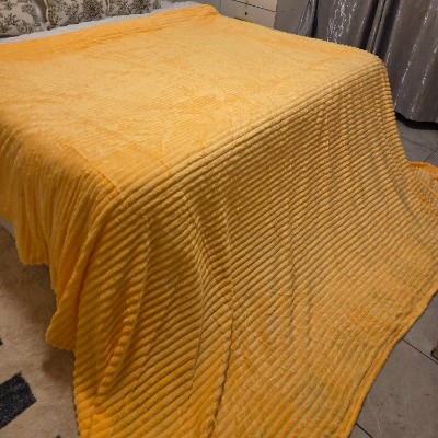 Fleece musturd yellow   blanket  