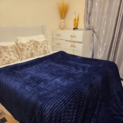 Fleece navy blue blanket  