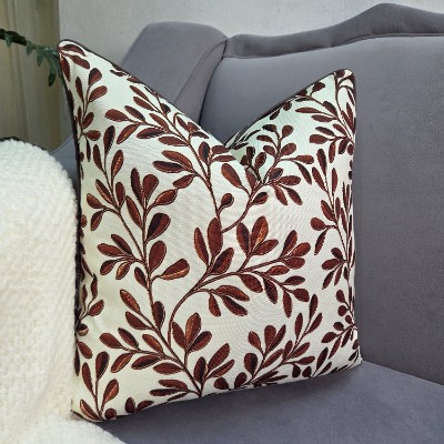 Floral brown canvas pillow cover