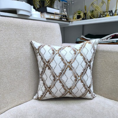 Geometric brown and white throw pillow cover