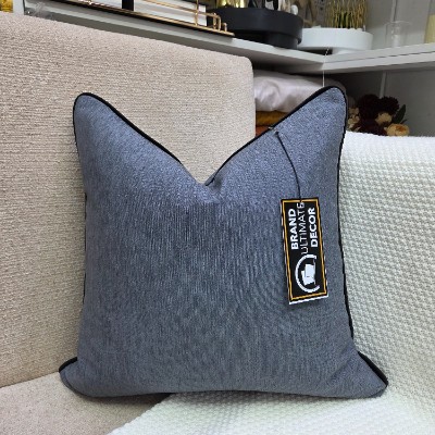 Grey with piping pillow cover