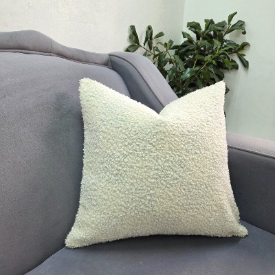 Heavy faux cream throw pillow cover 