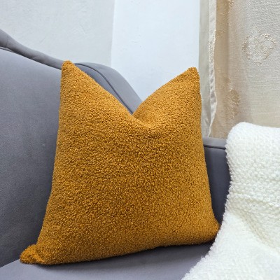 Heavy faux shade of mustard throw pillow cover 