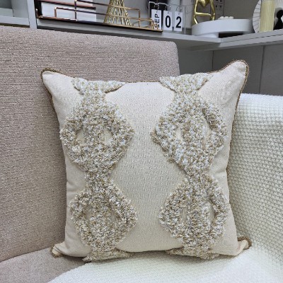 Ivory bloom woven pillow cover 