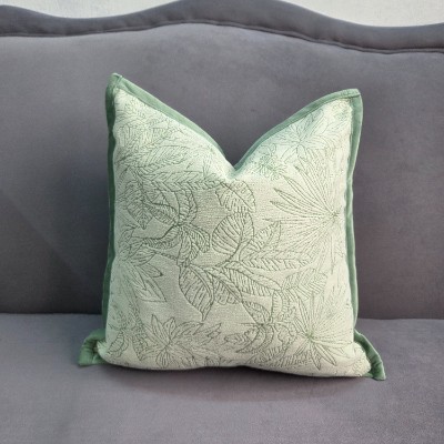 Jackquard green floral pillow case