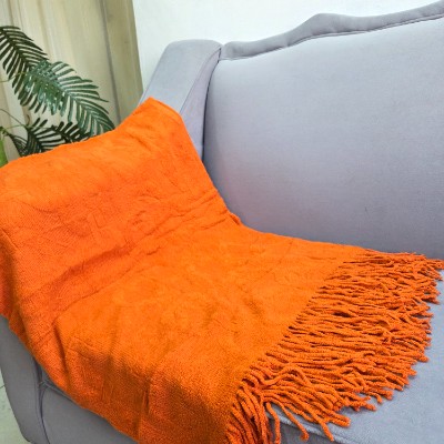 Knitted throw blanket circle orange 