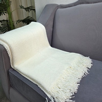 Knitted throw blanket  cream s
