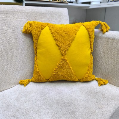 Mustard yellow plain D pillow cover 