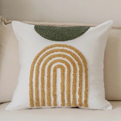 N shape green shade pillow cover