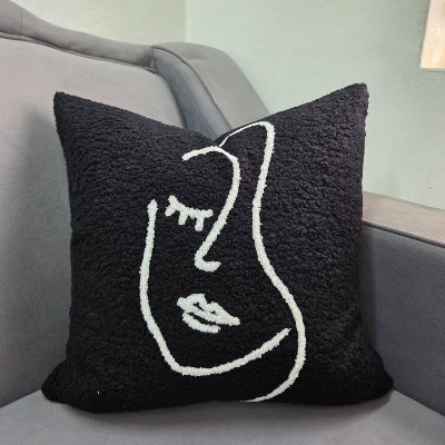 Obstract black pillow cover 