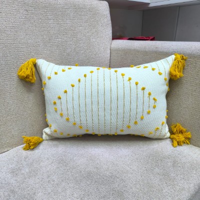 Rectangle yellow and white pillow cover 
