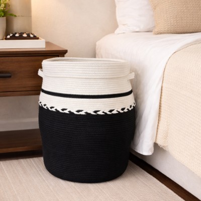 Storage basket with lid black 