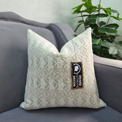 Ta geometric patterned beige pillow cover