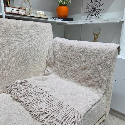 Throw blanket beige circle   L 2500