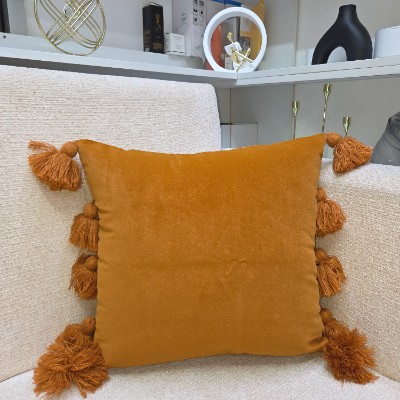 Velvet with tasiles pillow cover 