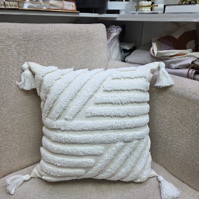 White woven pillow cover 