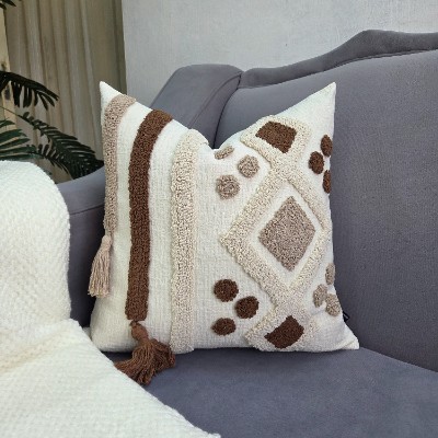 Woven brown white pillow cover