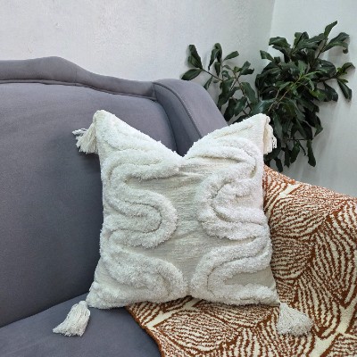 Wover white waves  pillow cover